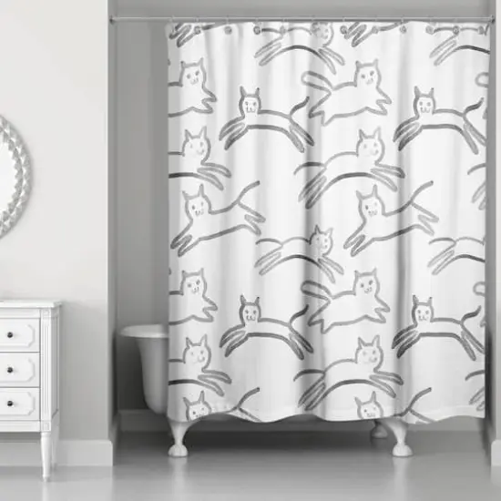 Leaping Cat Pattern I 71" x 74" Shower Curtain {3}