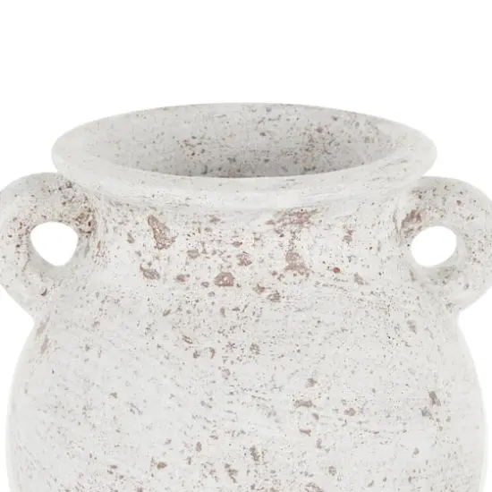 10" Cream Ceramic Textured Vase with Handles {5}