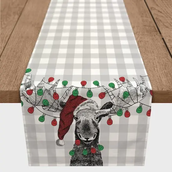 72" Christmas Lights Moose Table Runner {1}