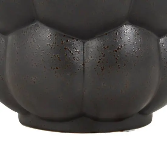 13" Black Speckled Ceramic Bubble Ribbed Vase {6}