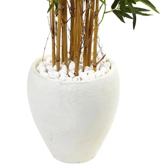 4ft. Bamboo Tree in White Oval Planter {4}
