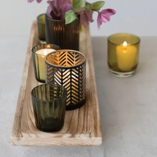 Hello Honey&reg; Wooden Footed Tray & Votive Holder Set {5}
