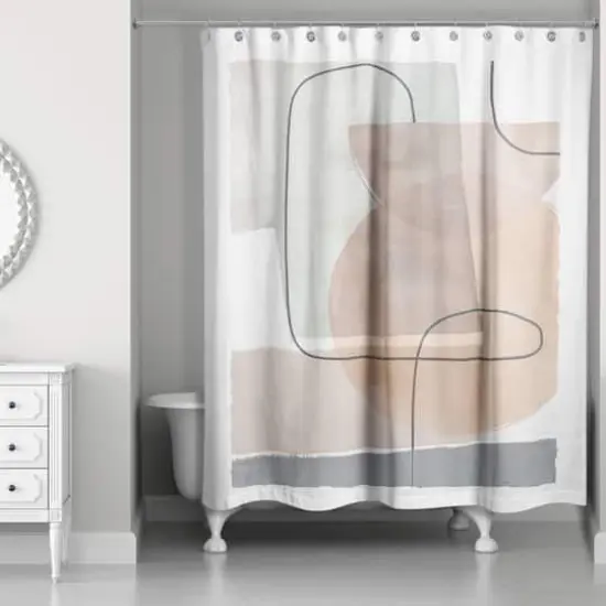 Mid-Mod Layered Abstract 71" x 74" Shower Curtain {1}