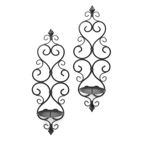 15.75" Fleur-De-Lis Candle Wall Sconce, 2ct. {1}