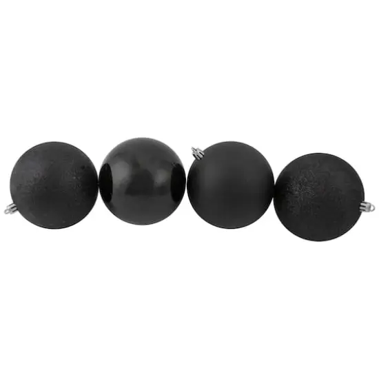 12ct. 4" 4-Finish Black Shatterproof Ball Ornaments {4}