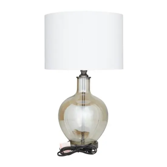 White Polyester Traditional Table Lamp, 27" x 17" x 17" {8}