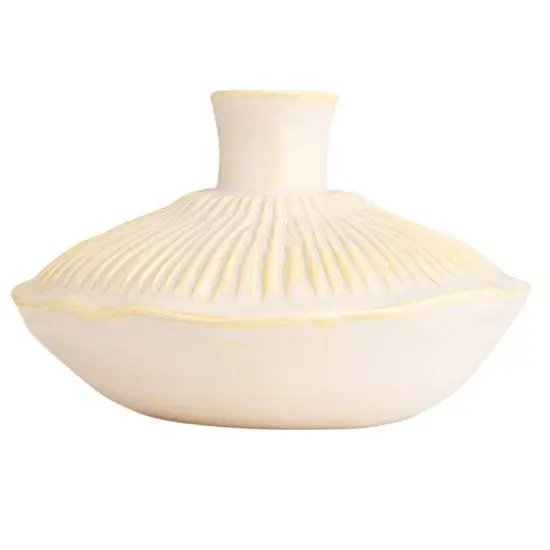 Hello Honey&reg; 7" Long Cream Stoneware Vase {11}