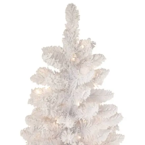 6.5ft. Pre-Lit Flocked Norway Pine Artificial Christmas Tree, Warm White LED Lights {6}