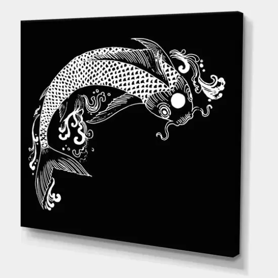 Designart - Chinoiserie Koi Fish I - Traditional Canvas Wall Art Print {1}