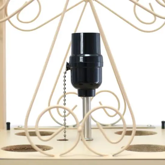 Simple Designs&trade; Floor Lamp Storage Shelf and Wine Rack with Linen Shade Tan {11}