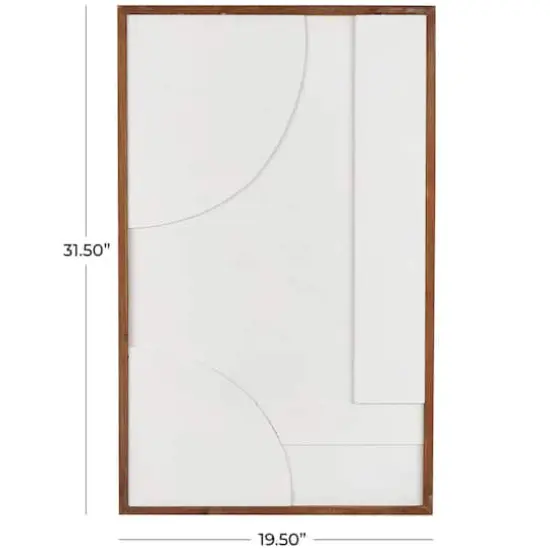 White Dimensional Geometric Wall D&eacute;cor with Brown Frame {5}