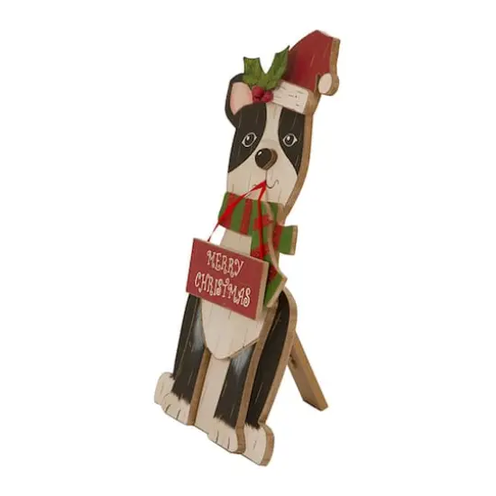 Glitzhome&reg; 16" Wooden Dog Christmas D&eacute;cor Accent {4}