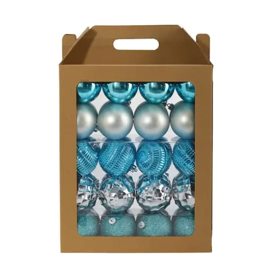 40ct. 3" Blue & Silver Shatterproof Ball Ornaments {1}