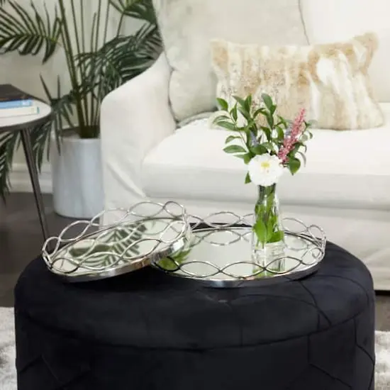 Contemporary Metal Tray Set Silver {3}