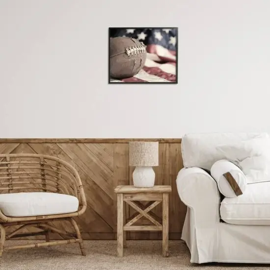 Stupell Industries Football & American Flag Framed Giclee Art Black {3}