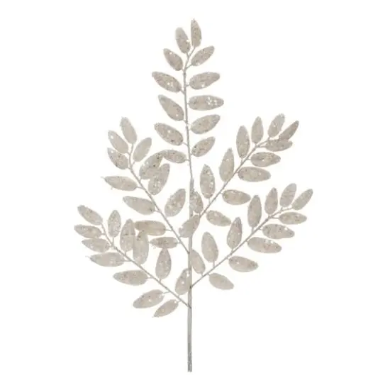 26.5" Glittered Leaf Sprays, 6ct. Silver {4}