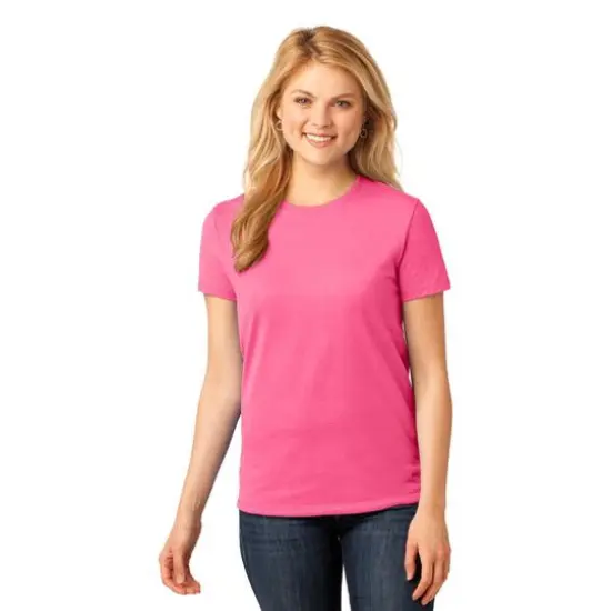 Port & Company® Colors Core Cotton Ladies T-Shirt Neon Pink {4}