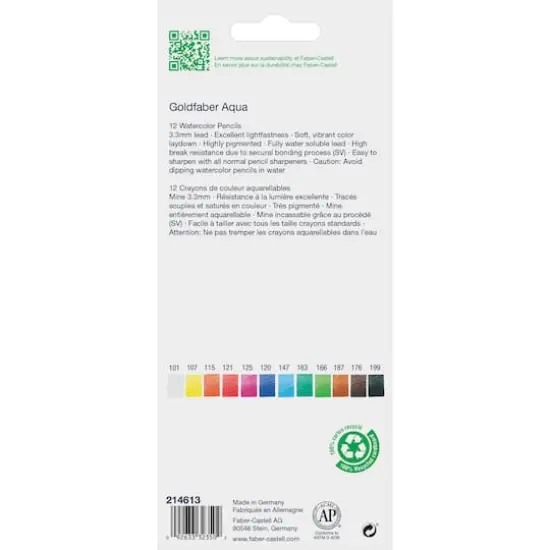 Faber-Castell&reg; Goldfaber Aqua 12 Color Basic Watercolor Pencil Set {8}