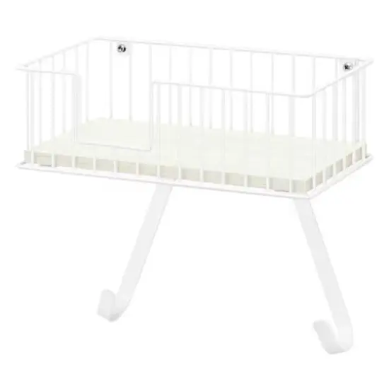 NEX&trade; White Wall-Mounted Y-Leg Ironing Board Hanger with Storage Basket {1}