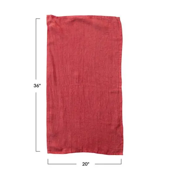 Hello Honey&reg; 36" Oversized Red Stonewashed Linen Tea Towel {5}