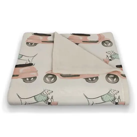 Dog Scooter Pink Mint 50" x 60" Coral Fleece Blanket {3}