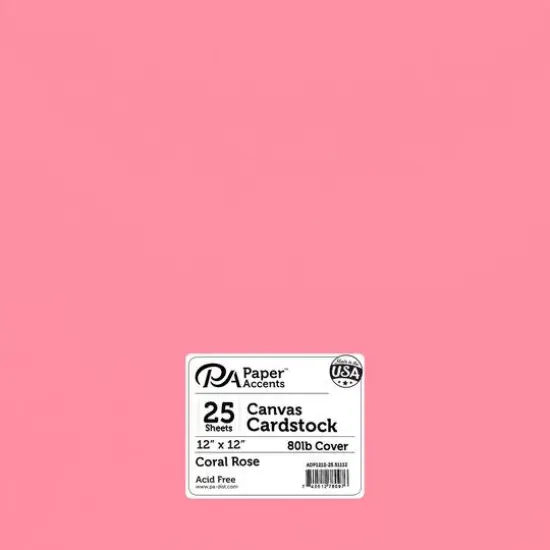 PA Paper™ Accents 12" x 12" 80lb. Canvas Cardstock Paper, 25 Sheets Coral Rose {1}
