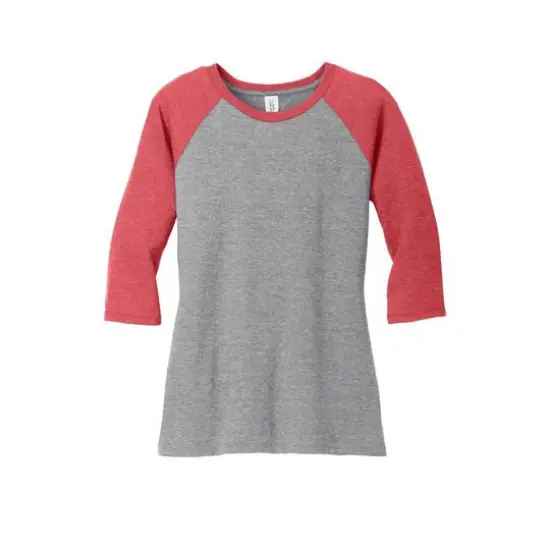 District® Women's Perfect Tri® 3/4-Sleeve Raglan Adult T-Shirt Red Frost/Grey Frost {1}