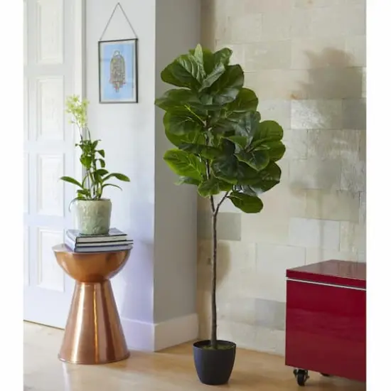 5ft. Potted Real Touch Fiddle Leaf Artificial Tree {7}