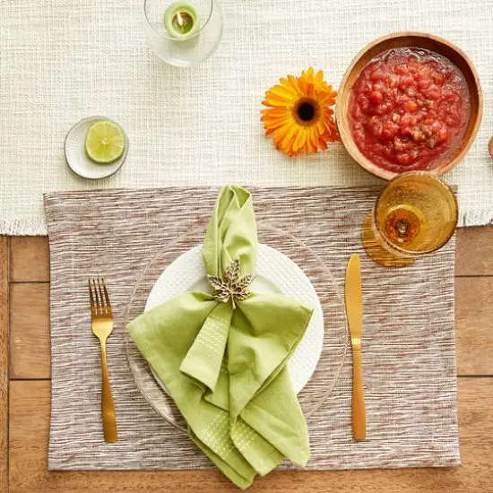 DII&reg; Tonal Recycled Cotton Slubby Rib Placemats, 6ct. Leather Brown/Off White {6}