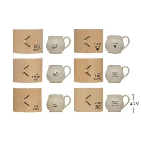 Hello Honey&reg; Cream Stoneware Mug with Wood Gift Box Set {1}