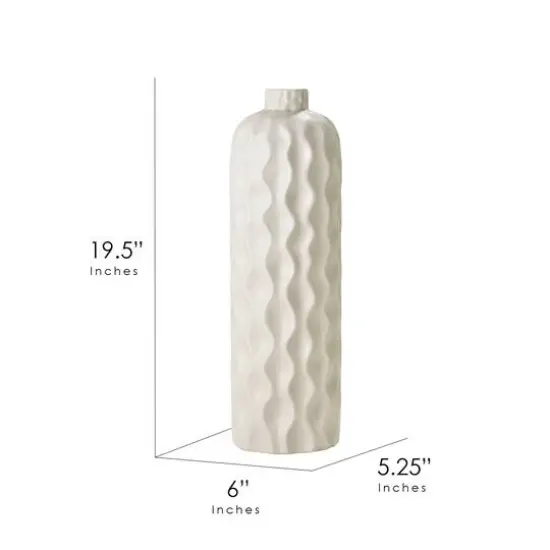 American Art Decor 19.5" Porcelain Purity Tabletop Vase Cream {7}