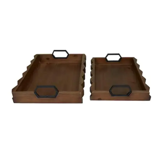 Dark Brown Modern Tray, Set of 2" 14", 16" {3}