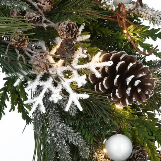 Alpine Collection 30" Warm White LED Decorated Wreath {4}