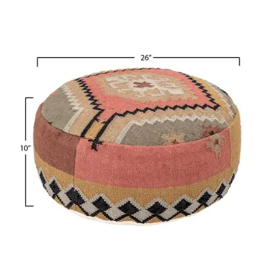 Hello Honey&reg; Multicolor Handwoven Cotton Kilim Pouf {5}