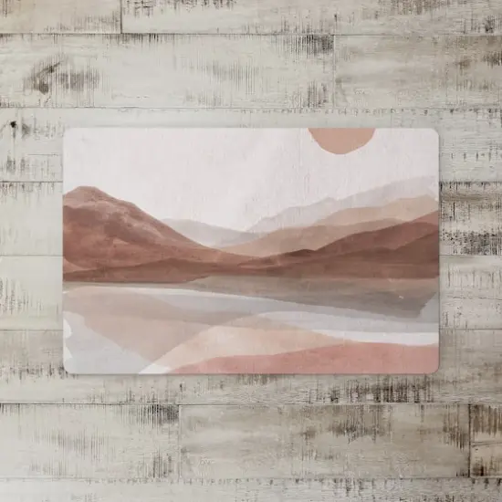 18" x 27" Mauve Boho Abstracted Landscape Floor Mat {3}