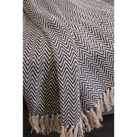 DII&reg; Nautical Blue Handloom Chevron Throw {5}