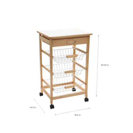 Organize It All 3-Tier Basket & Drawer Kitchen Cart {5}