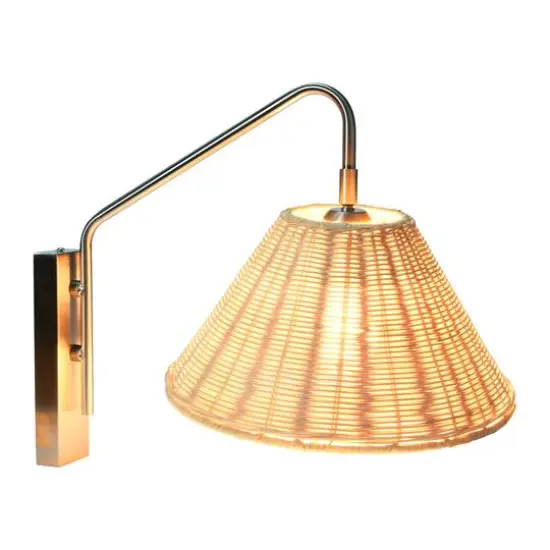 Hello Honey&reg; Rattan & Metal Wall Sconce Satin Nickel {7}