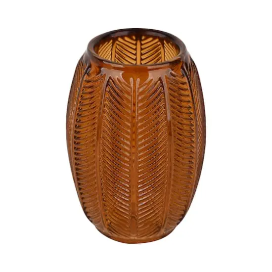 5" Vintage-Style Leaf-Textured Glass Candle Holder by Ashland&reg; Amber {3}