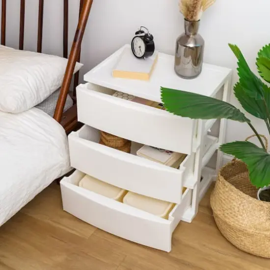 IRIS&reg; 29.5qt. White Wide 3-Drawer Stacking Chests, 2ct. {9}