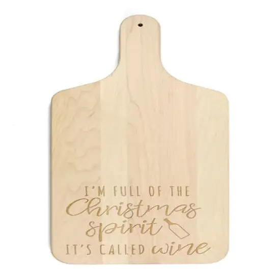 17" Christmas Spirit Wine Maple Paddle Cutting Board {1}