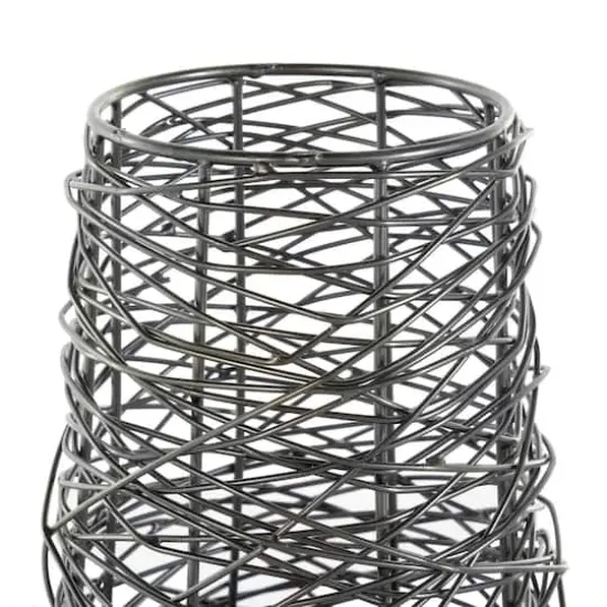 Black Abstract Intertwined Wire & Solid Metal Vase {4}