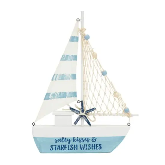 Blue Sail Boat with Netting & Starfish Sculpture Set {11}