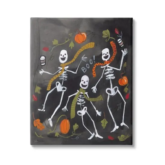 Stupell Industries Autumn Skeletons with Coffee Canvas Wall Art {1}