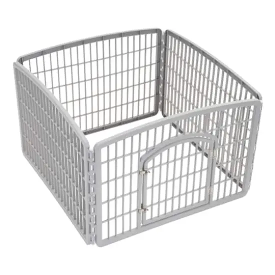 IRIS&reg; Gray 4-Panel Pet Playpen with Door {1}