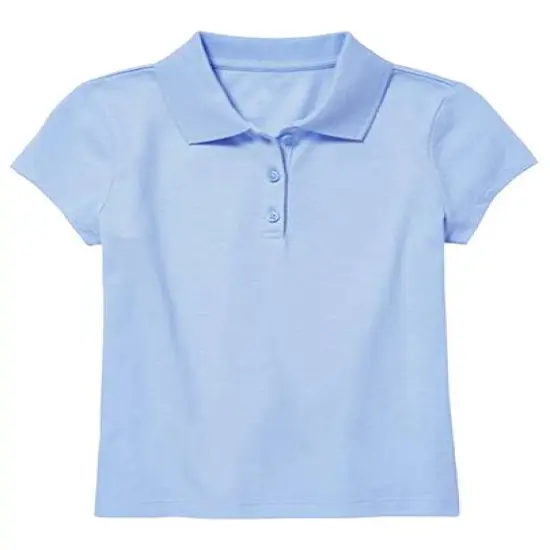 Galaxy by Harvic Short Sleeve Stretch Girl&rsquo;s Pique Polo Shirt Light Blue {2}