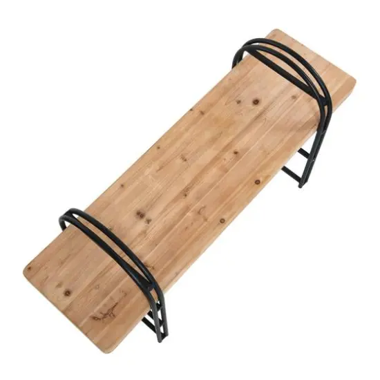 Hello Honey&reg; 48" Light Brown Driftwood & Black Iron Bench {6}