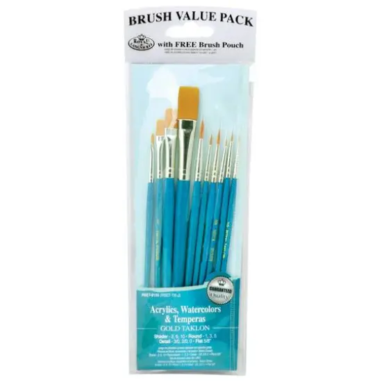 Royal & Langnickel&reg; Zip N' Close Golden Taklon 10 Piece Brush Set {1}
