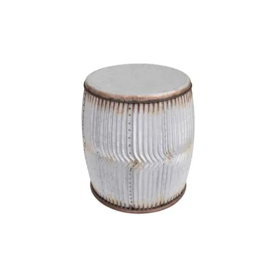 Hello Honey&reg; 17.5" Rustic Round Metal Barrel End Table {1}