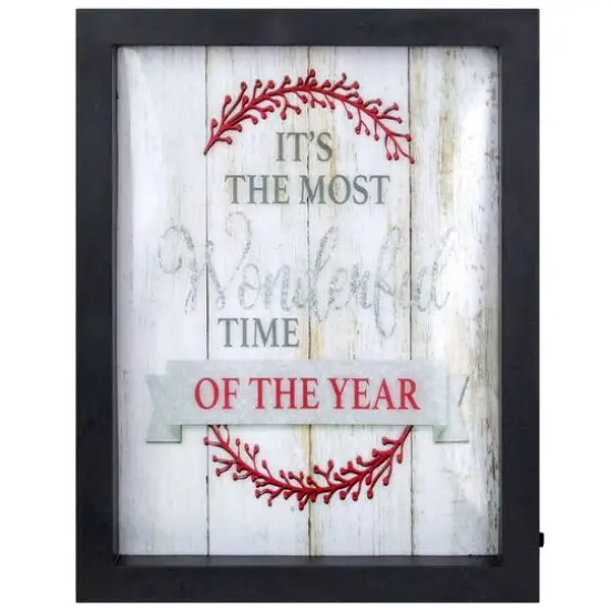 LED Lighted "Its The Most Wonderful Time Of The Year" Christmas Framed Wall Art {1}
